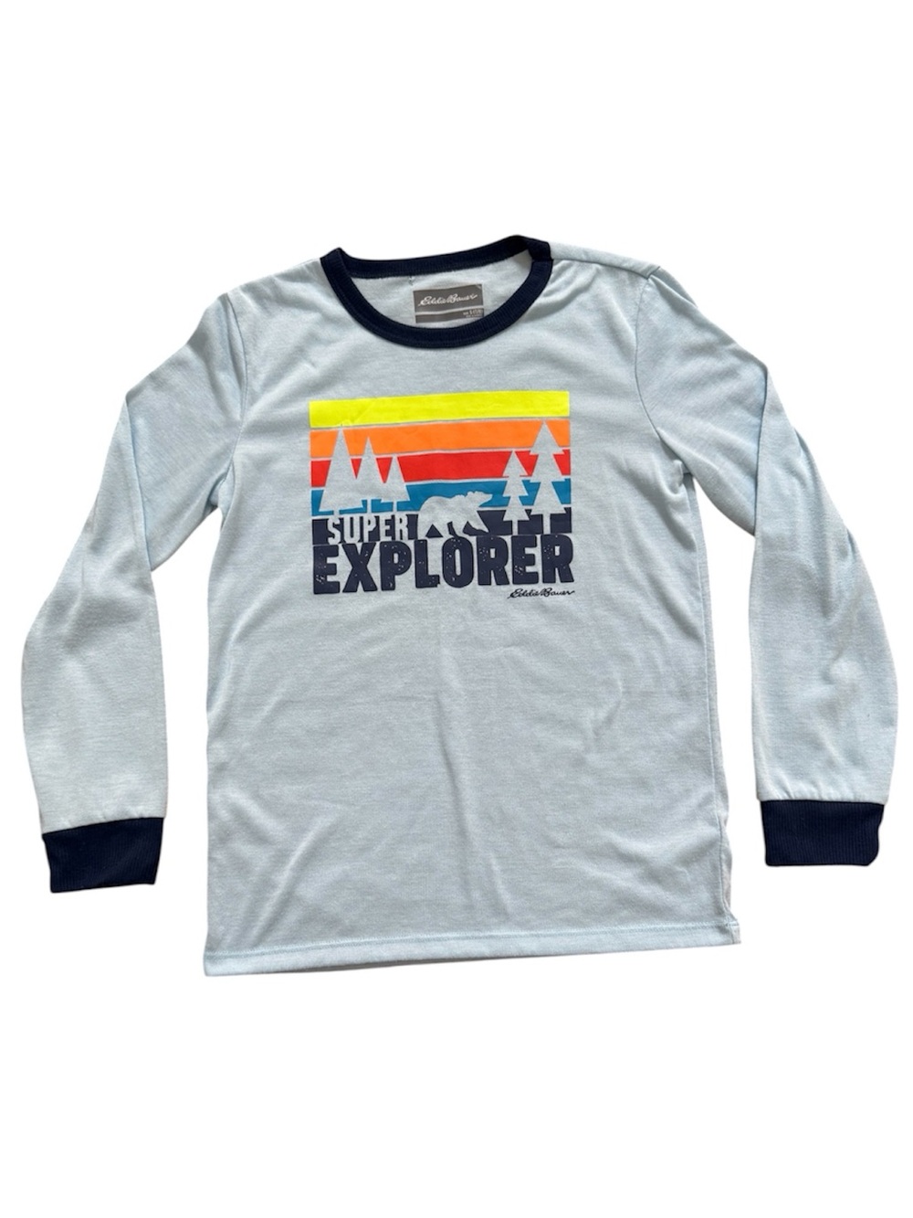 🎈 5/$25 Eddie Bauer Kids' 'Super Explorer' Long Sleeve Tee - Light Blue/Navy